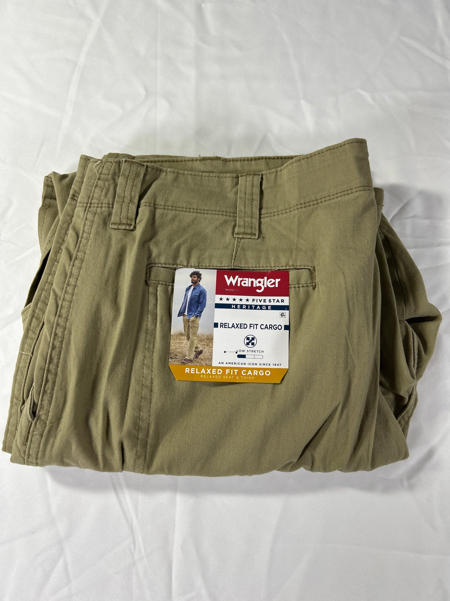 Wrangler Five Star Cargo Pants Mens Size 40x30 Tan Relaxed Fit Heritage