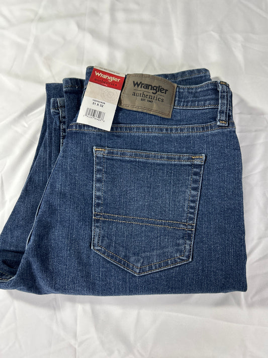 Wrangler Authentics Jeans Mens 31x32 Dark Wash YKK Straight Leg Denim