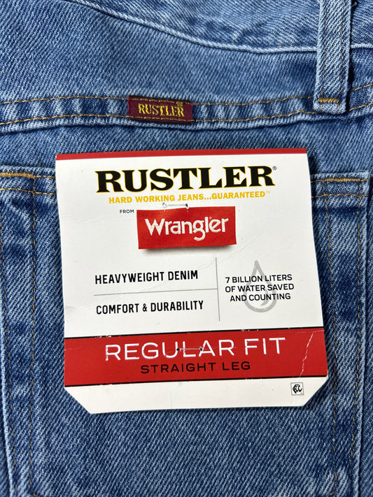 Wrangler Rustler Jeans Mens 30x32 Light Wash Straight Leg Heavyweight Denim