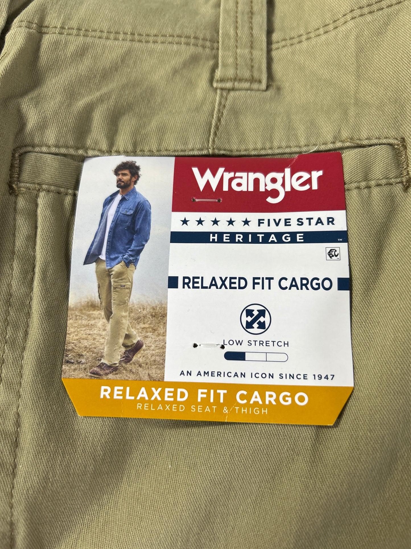 Wrangler Five Star Cargo Pants Mens Size 40x30 Tan Relaxed Fit Heritage