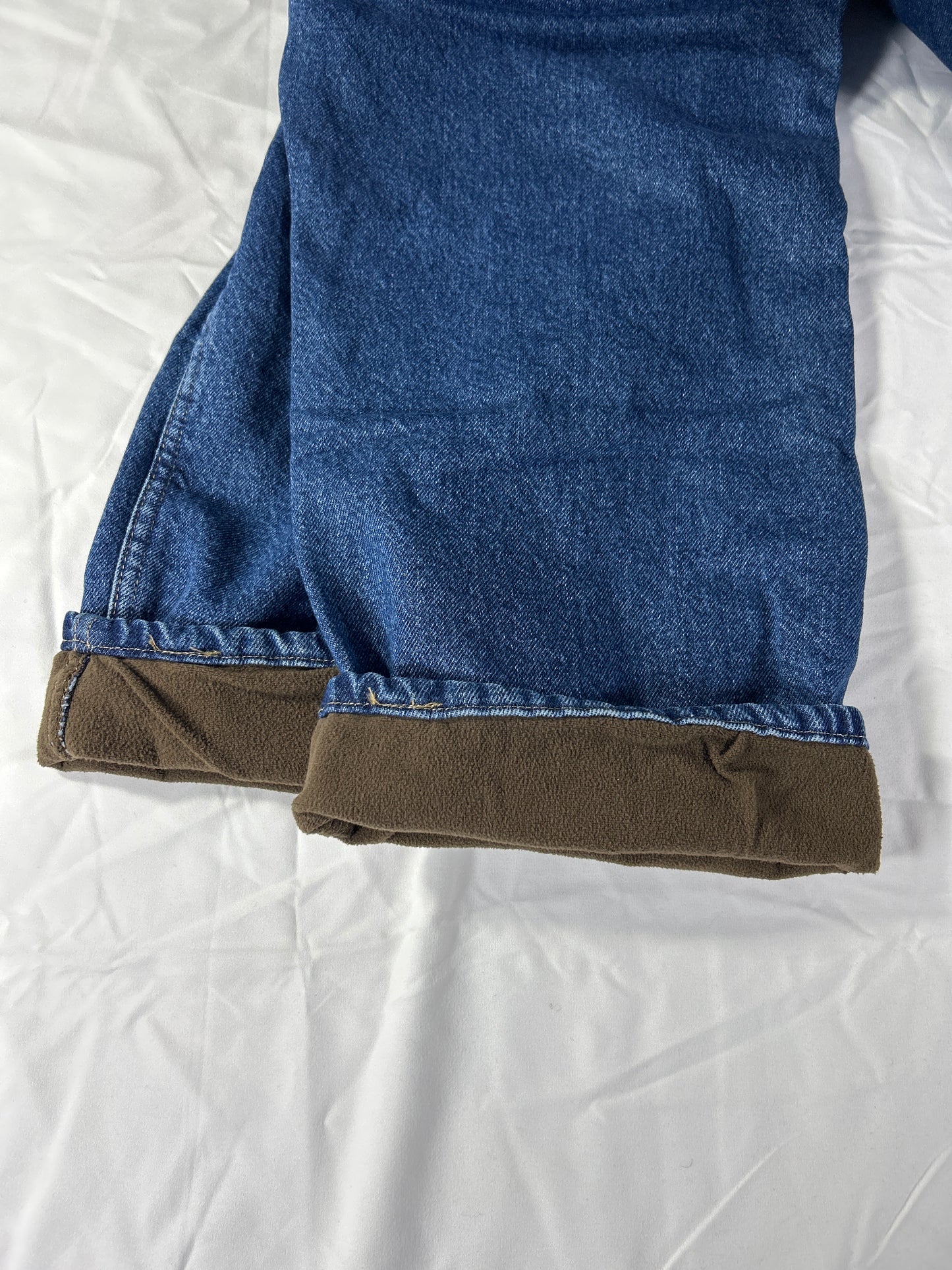 Wrangler Authentics Fleece Lined Jeans Mens Size 42x30 Blue Wash Denim